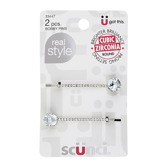 Real Style® Round Cubic Zirconia Bobby Pins image number 4.0