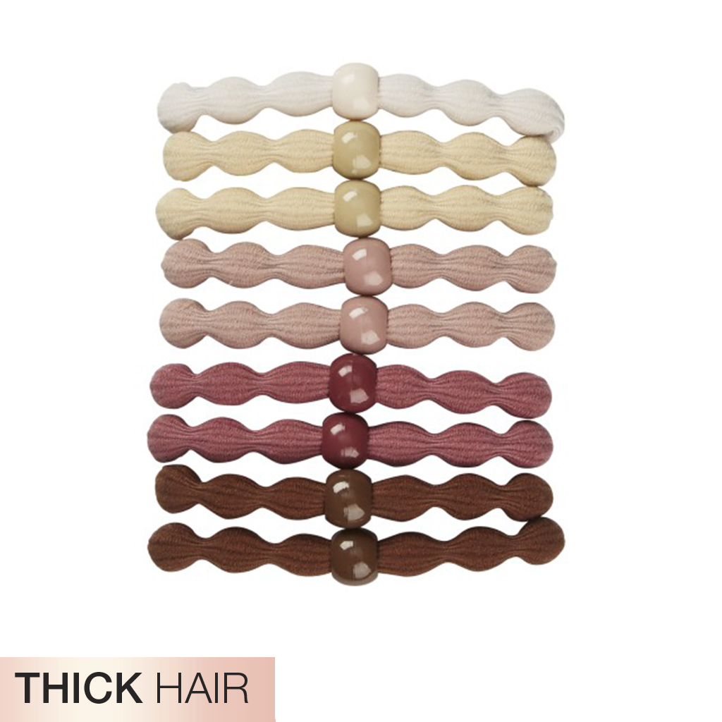 Thick Hair Neutral Textured Hair Ties with Beads 10pk - No Damage® image number 1.0