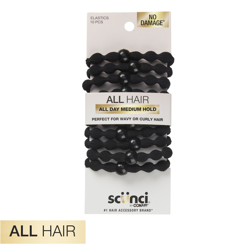 All Hair Black Textured Hair Ties with Beads 10pk - No Damage® image number 2.0