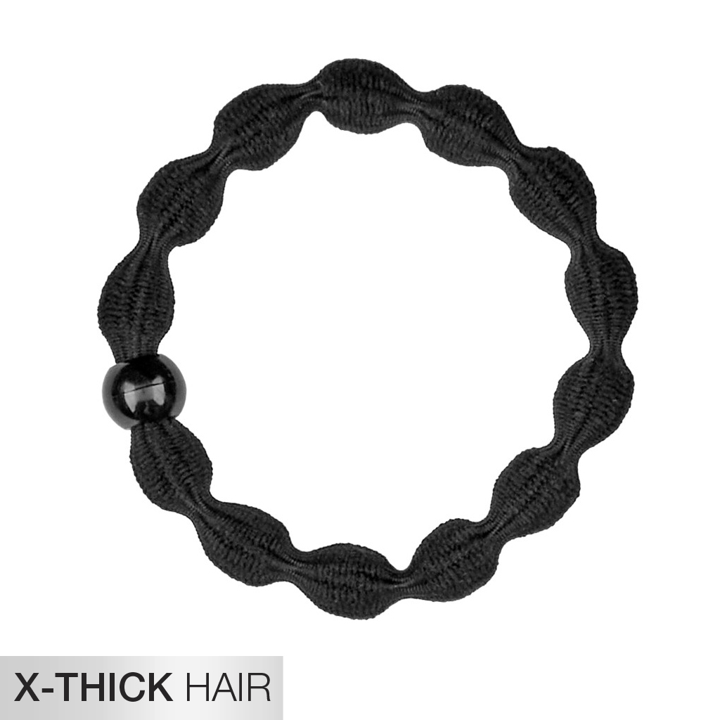 X-Thick Hair Black Textured Hair Ties with Beads 8pk - No Damage®