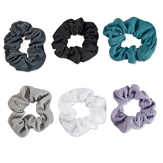 Textured & Solid Scrunchies 6pk image number 0.0