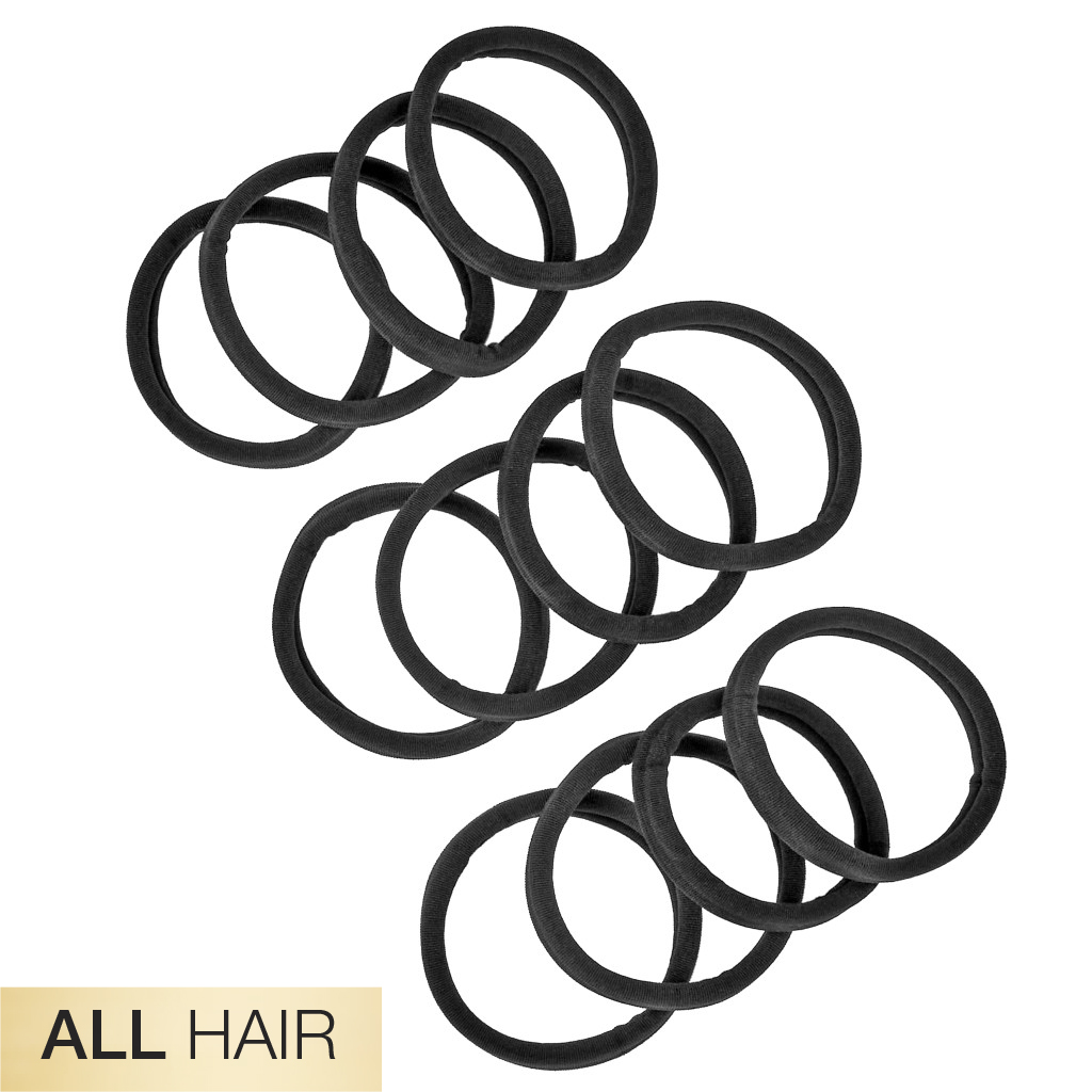 All Hair Black Hosiery Hair Tie 12pk - No Damage®