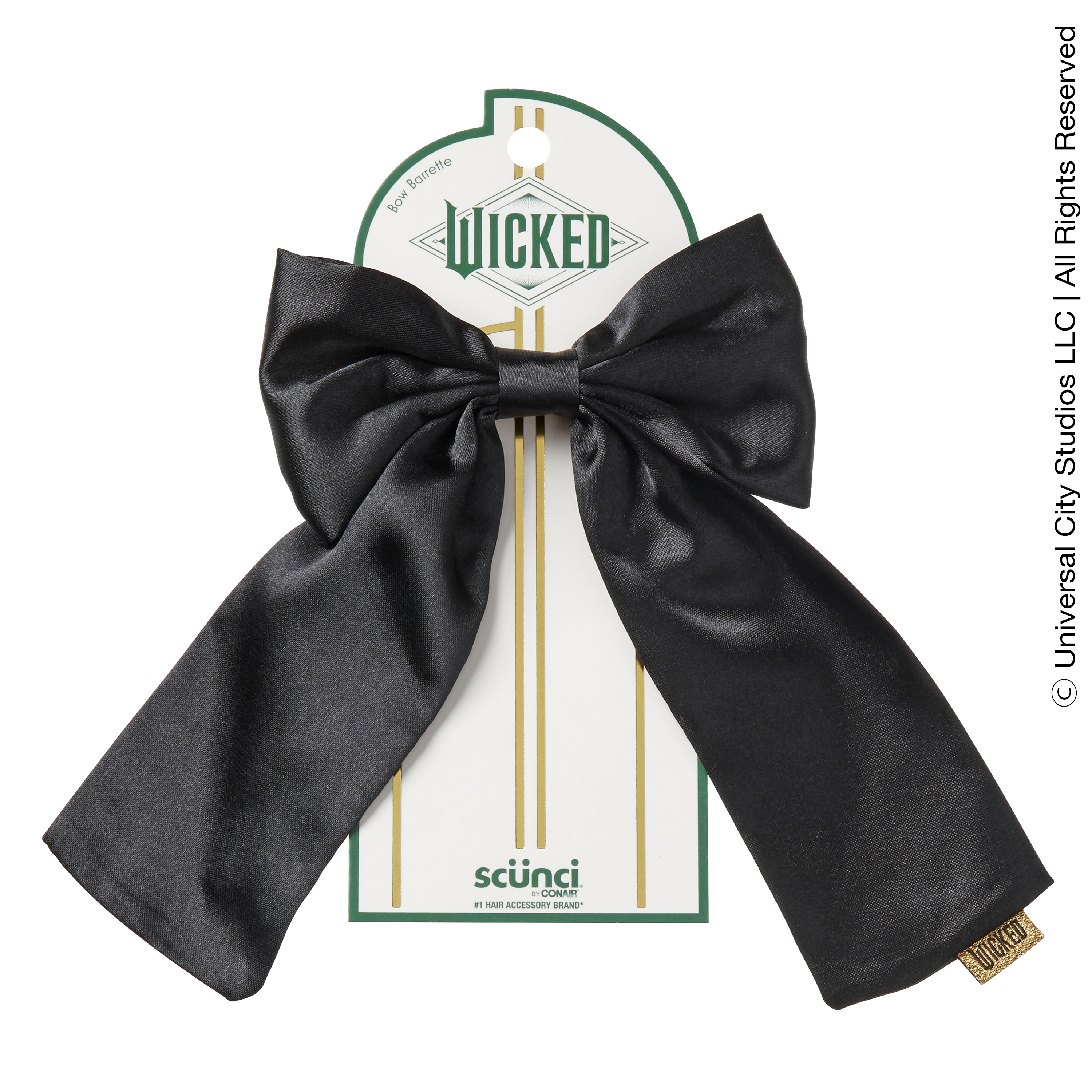 Wicked Black Satin Bow Barrette 1pk image number 2.0