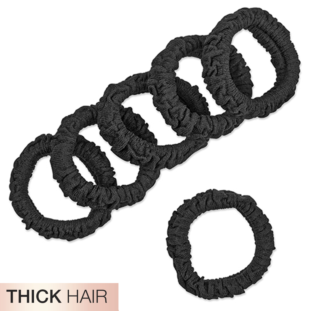 Thick Hair Unbreakable Black Comfy Hair Ties 6pk image number 0.0