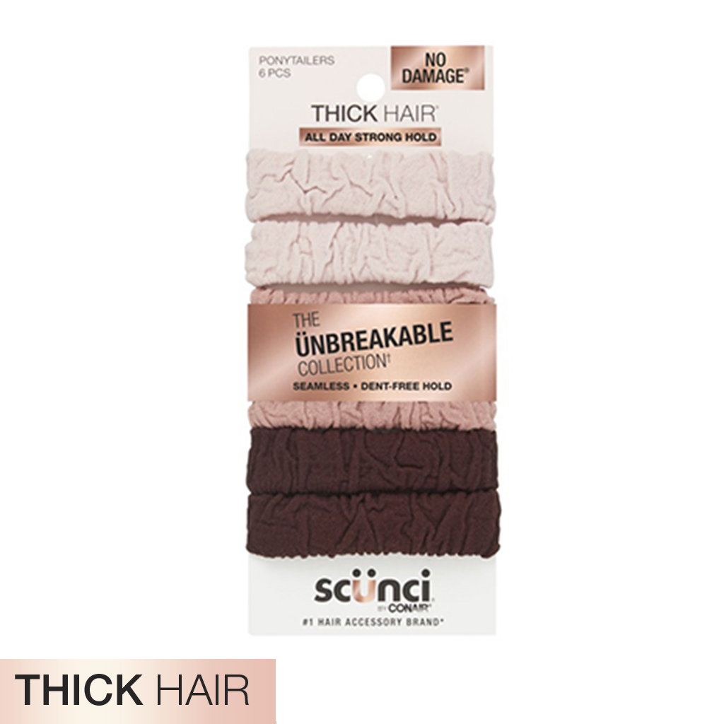 Thick Hair Unbreakable Neutral Comfy Hair Ties 6pk image number 2.0