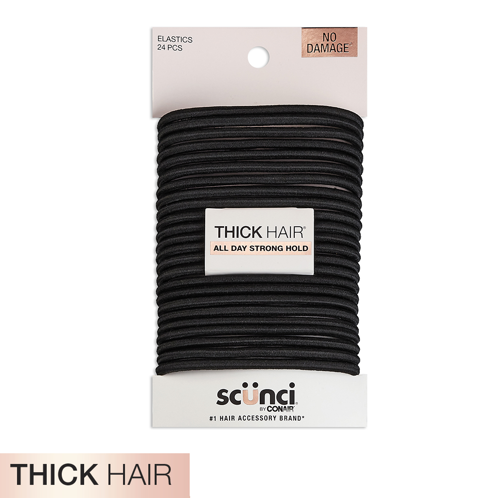 Thick Hair Black Hair Ties 24pk - No Damage® image number 2.0