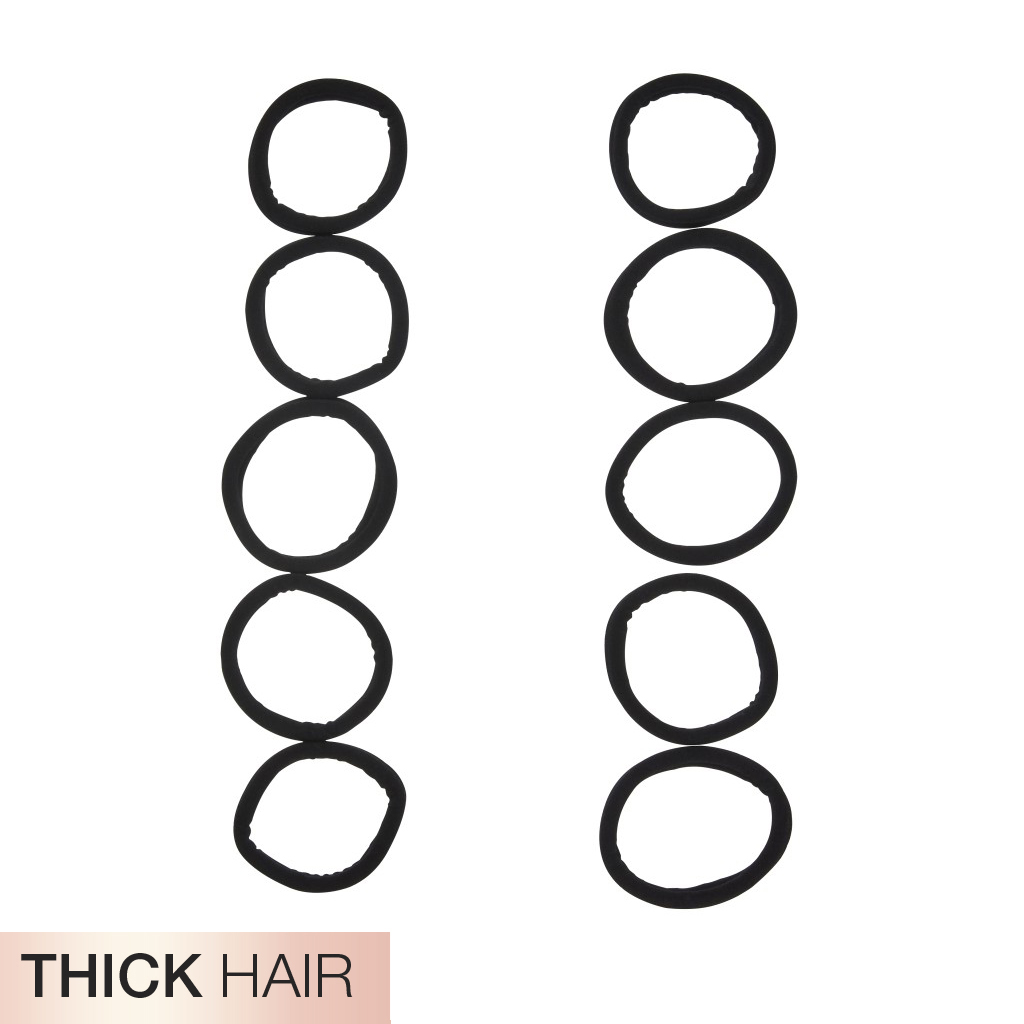 Thick Hair Black Hosiery Hair Ties 10pk -No Damage®