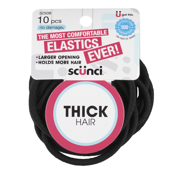 No Damage® Thick Hair Black Elastics 10pk image number 4.0