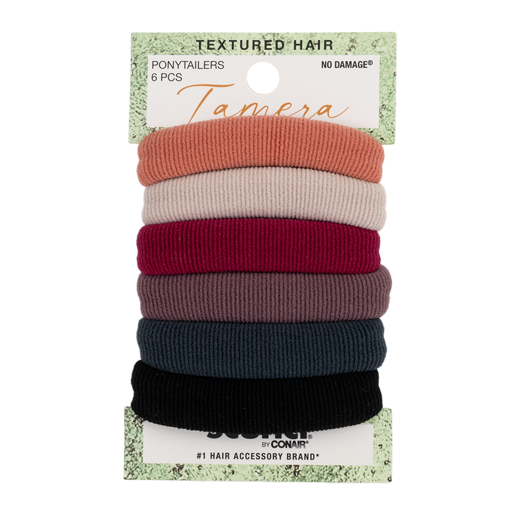 Tamera Ribbed Hosiery Hair Ties 6pk image number 2.0