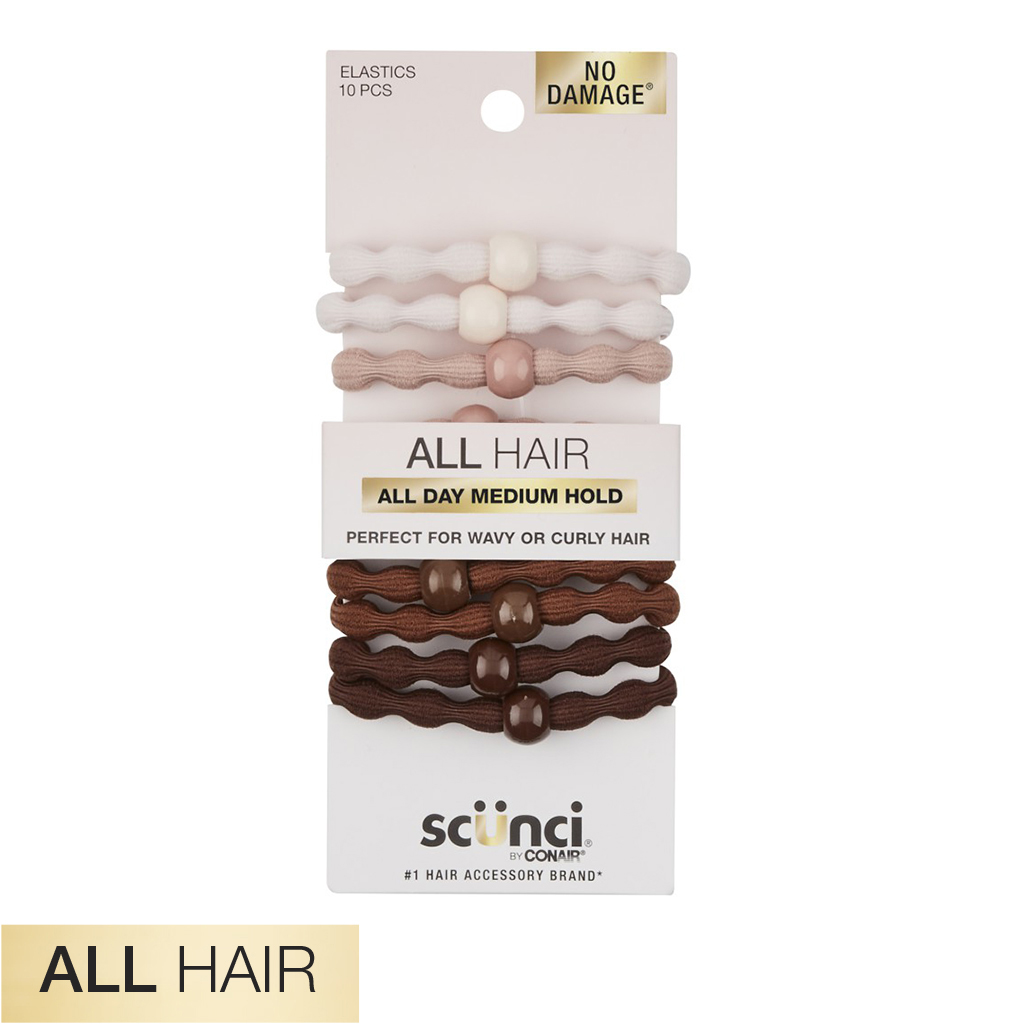 All Hair Neutral Textured Hair Ties with Beads 10pk - No Damage® image number 2.0