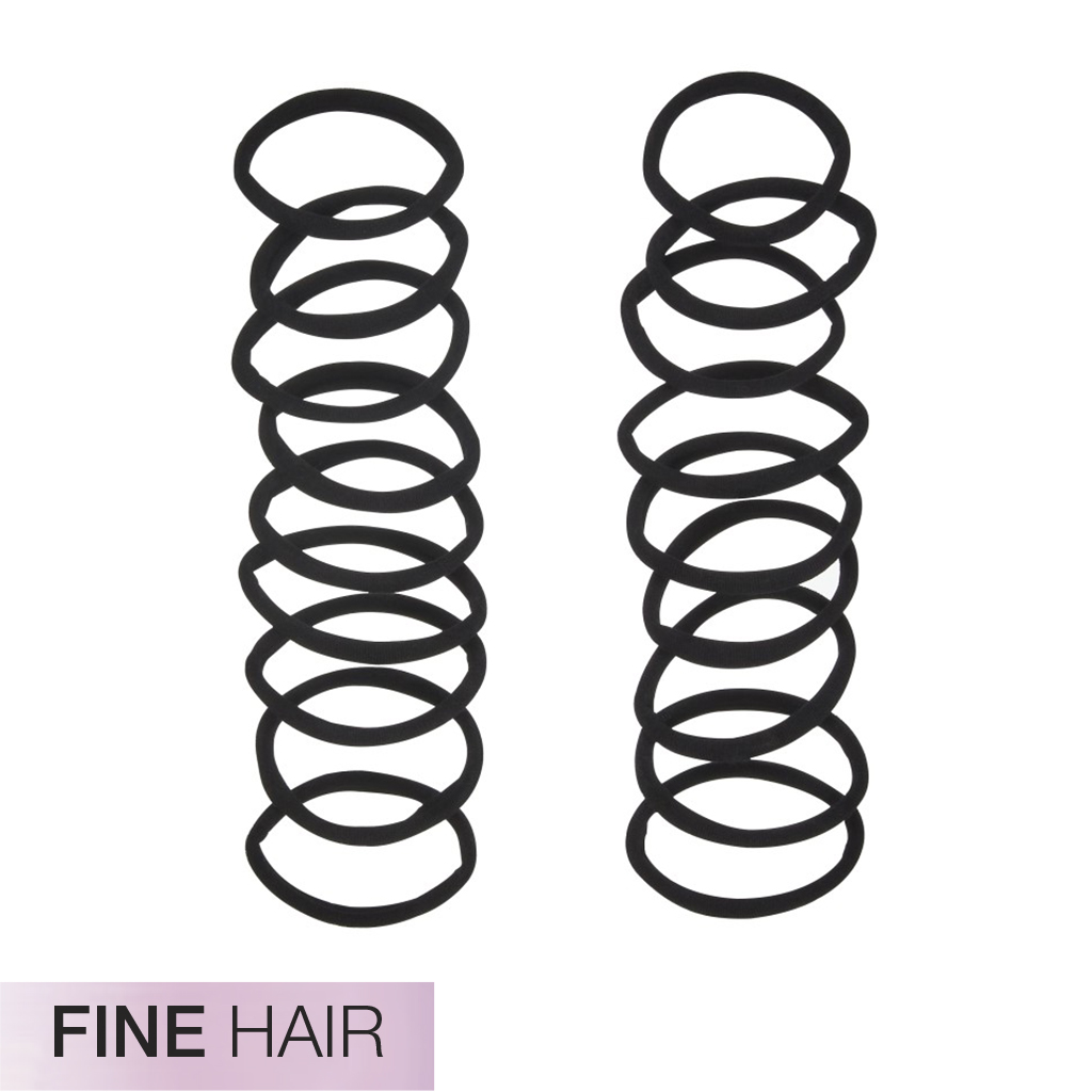 Fine Hair Black 2X Stronger Hair Ties 20pk - No Damage®