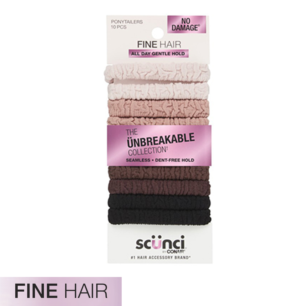 Fine Hair Unbreakable Neutral Comfy Hair Ties 10pk image number 2.0