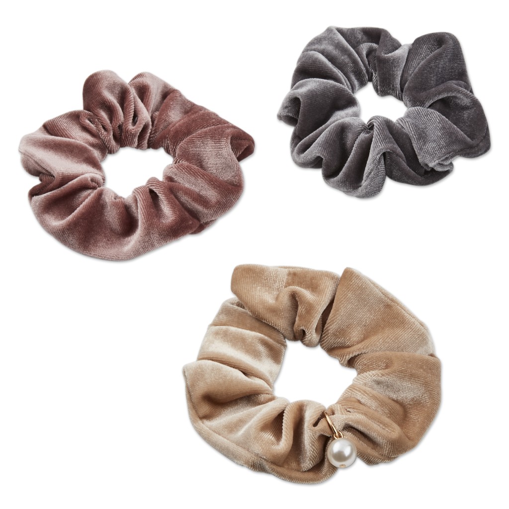 Savvy Value Velvet Scrunchies with Pearl Charm 3pk image number 1.0