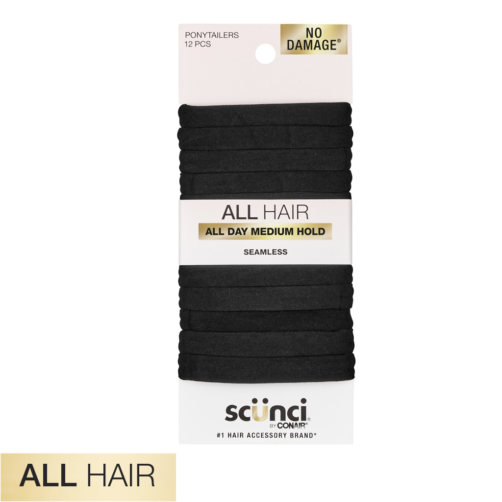 All Hair Black Hosiery Hair Tie 12pk - No Damage® image number 2.0