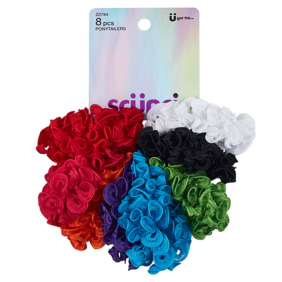 Assorted Colors Ruffle Ponytailers 8pk image number 4.0