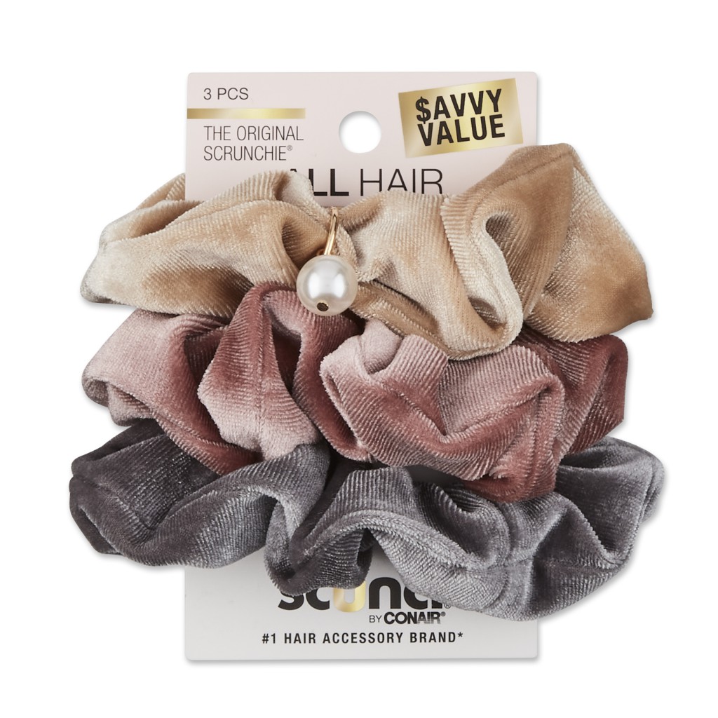 Savvy Value Velvet Scrunchies with Pearl Charm 3pk image number 2.0