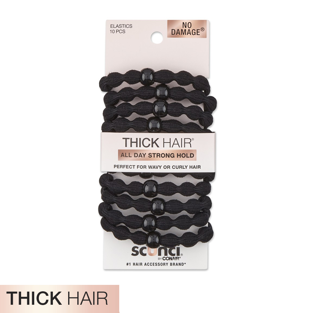 Thick Hair Black Textured Hair Ties with Beads 10pk - No Damage® image number 2.0