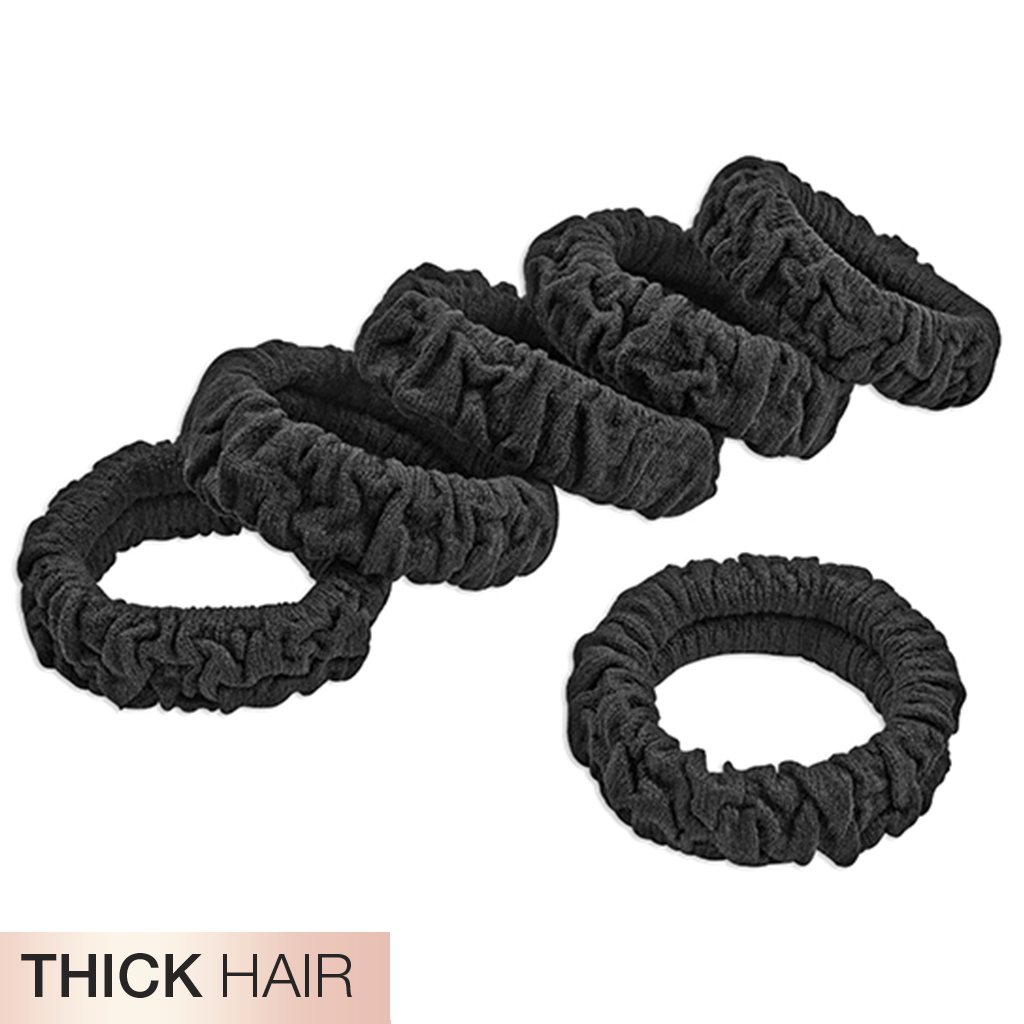 Thick Hair Unbreakable Black Comfy Hair Ties 6pk image number 1.0