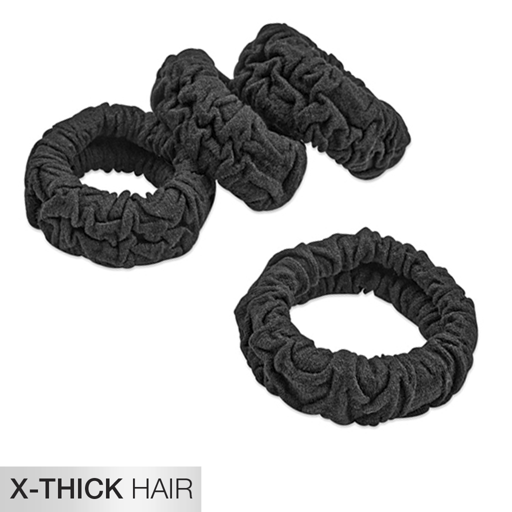 X-Thick Unbreakable Black Comfy Hair Ties 4pk image number 3.0