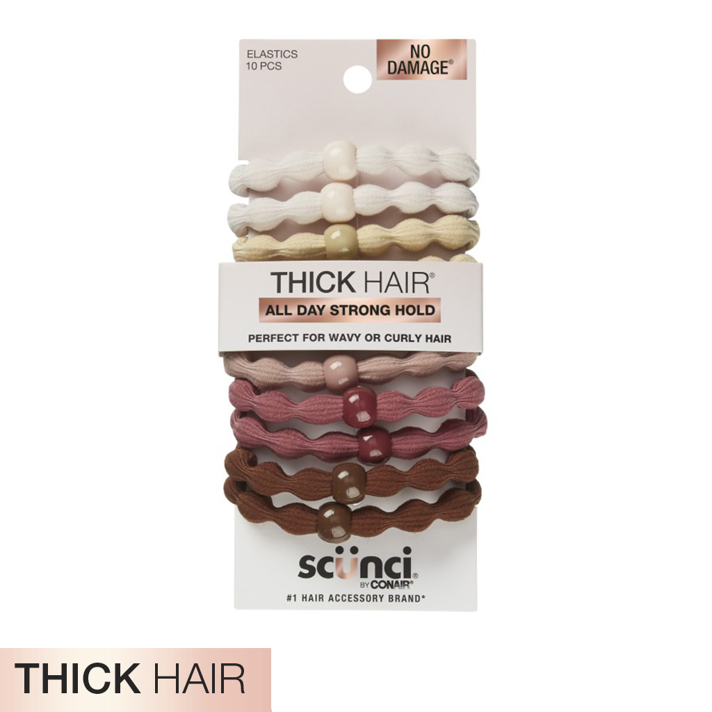 Thick Hair Neutral Textured Hair Ties with Beads 10pk - No Damage® image number 2.0