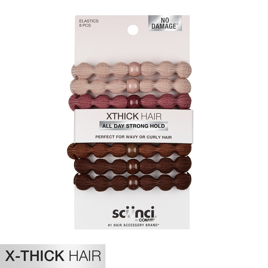 X-Thick Hair Neutral Textured Hair Ties with Beads 8pk - No Damage® image number 2.0