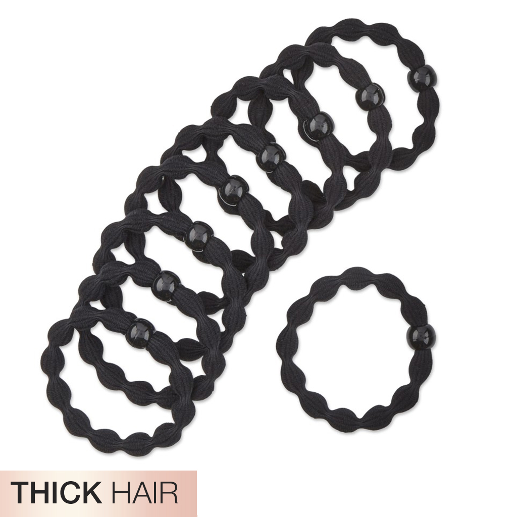 Thick Hair Black Textured Hair Ties with Beads 10pk - No Damage®