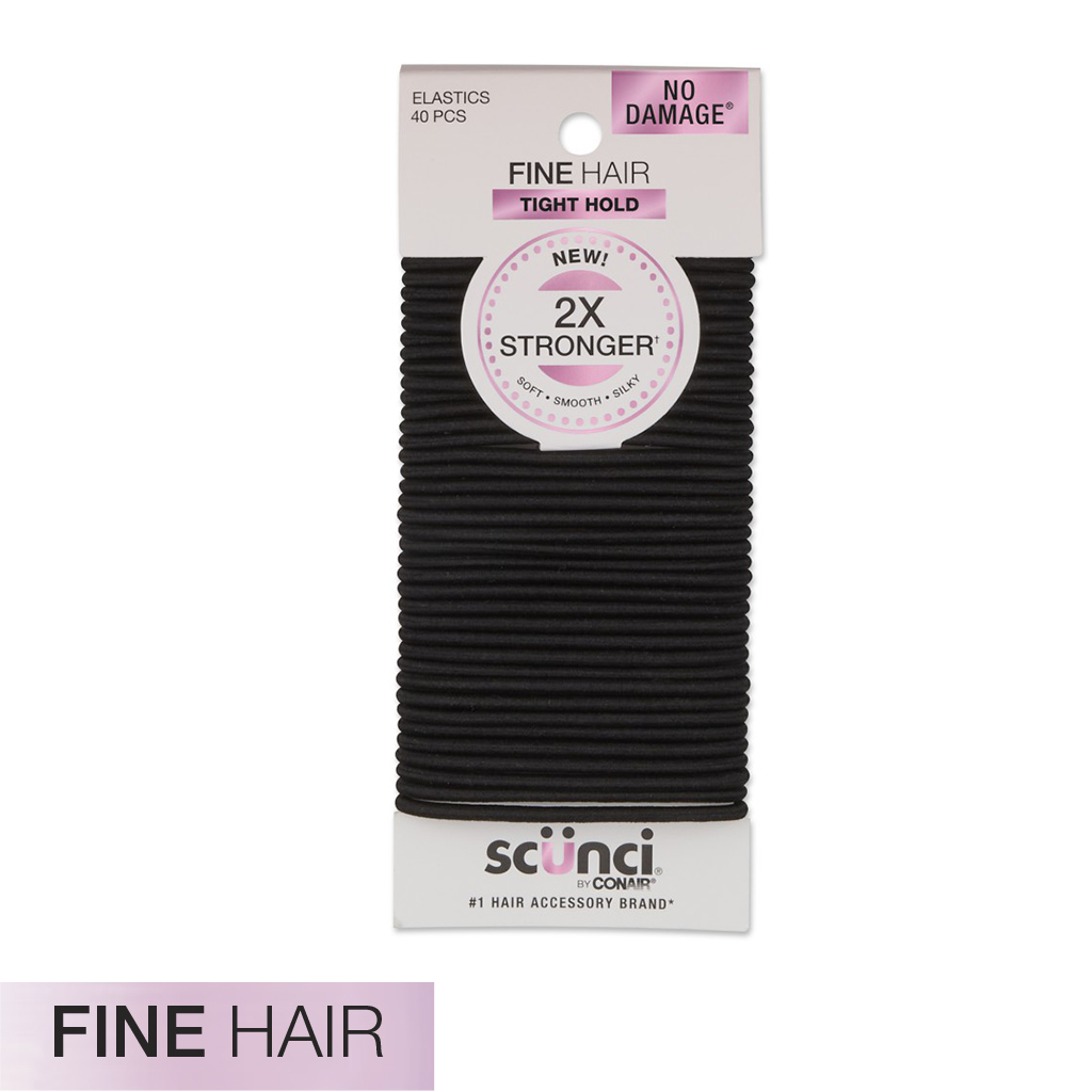 Fine Hair Black 2X Stronger Hair Ties 40pk - No Damage® image number 2.0