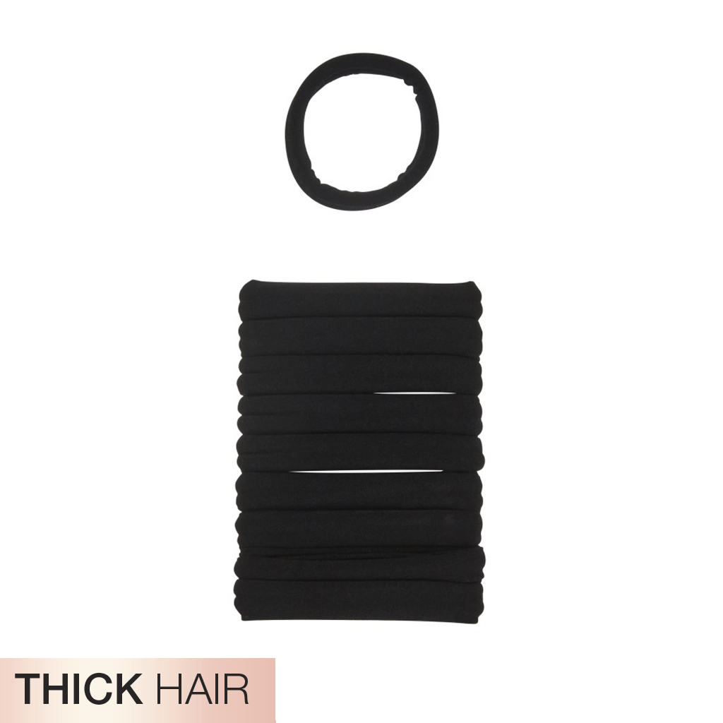 Thick Hair Black Hosiery Hair Ties 10pk -No Damage® image number 1.0