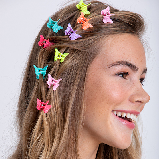 Assorted Colors Butterfly Claw Hair Clips 12pk image number 0.0