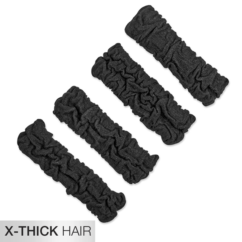 X-Thick Unbreakable Black Comfy Hair Ties 4pk image number 1.0