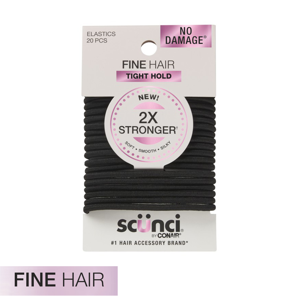 Fine Hair Black 2X Stronger Hair Ties 20pk - No Damage® image number 2.0