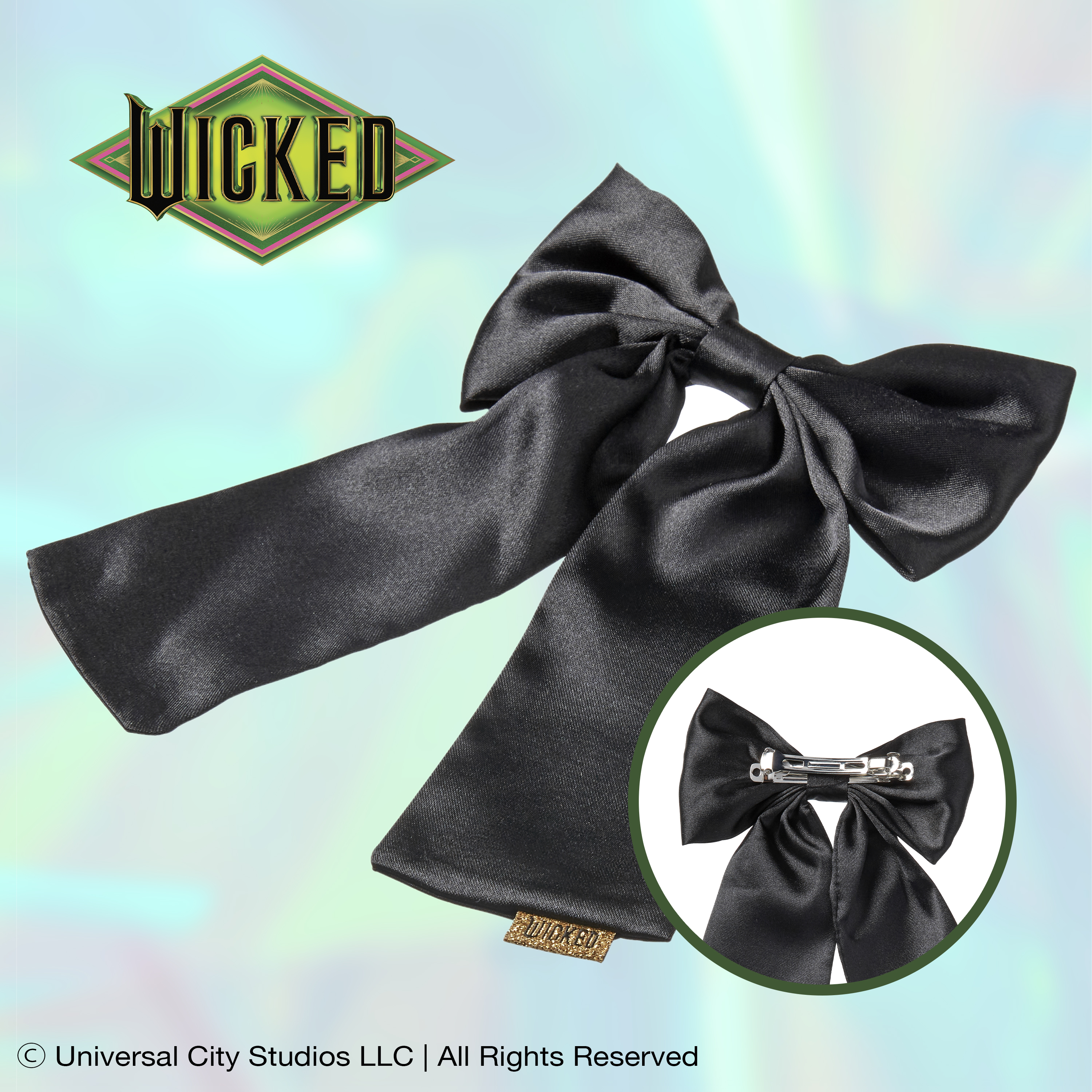 Wicked Black Satin Bow Barrette 1pk image number 0.0