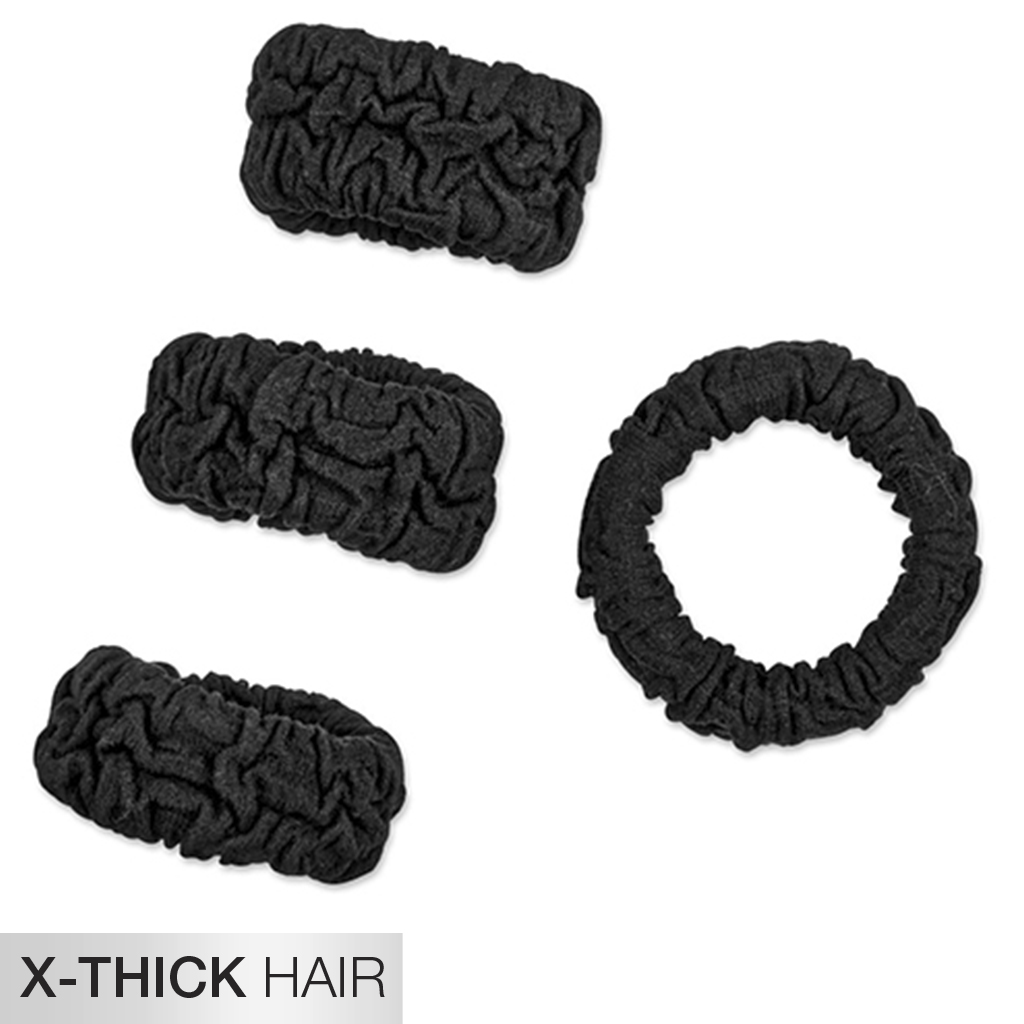 X-Thick Unbreakable Black Comfy Hair Ties 4pk image number 0.0