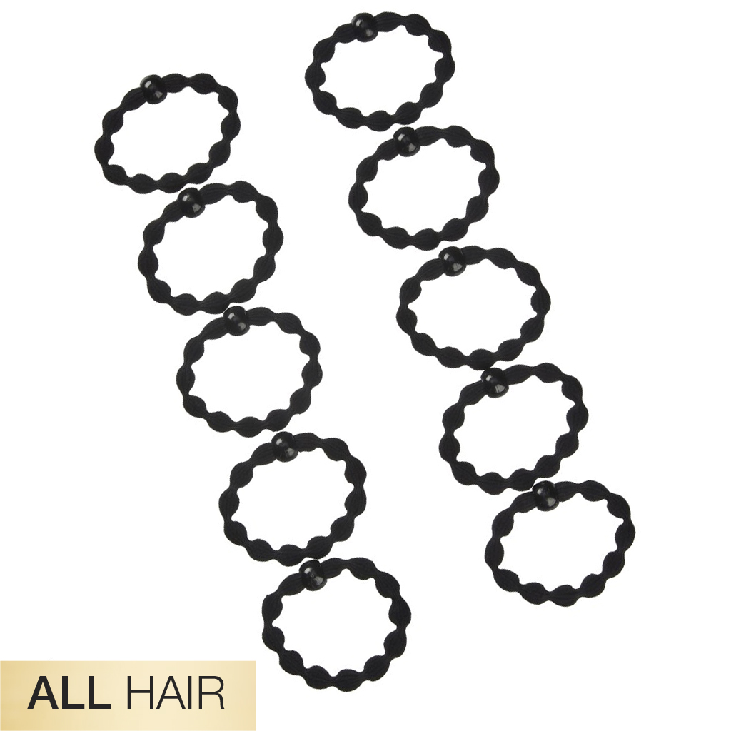 All Hair Black Textured Hair Ties with Beads 10pk - No Damage® image number 0.0