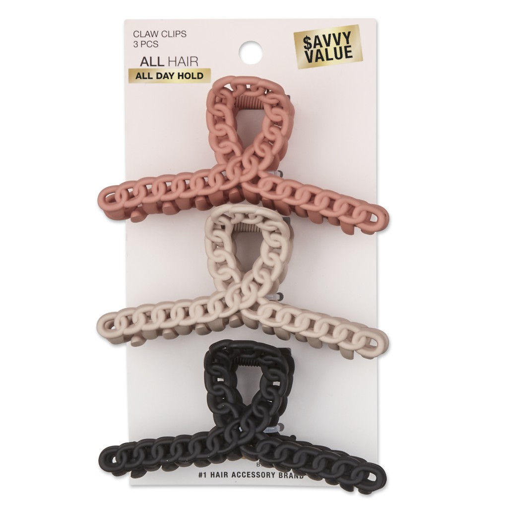 Savvy Value Chain Loop Claw Clips 3pk image number 2.0