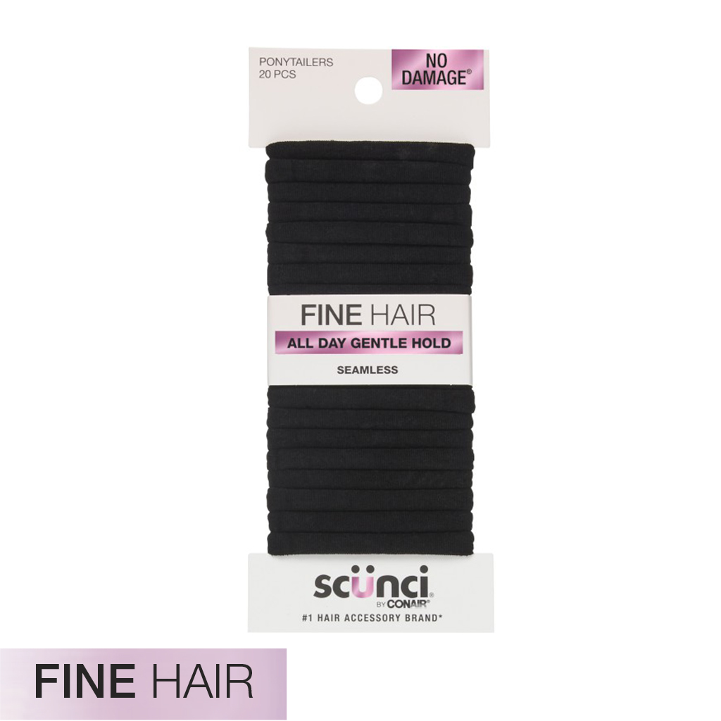 Fine Hair Black Hosiery Hair Ties 20pk - No Damage® image number 2.0