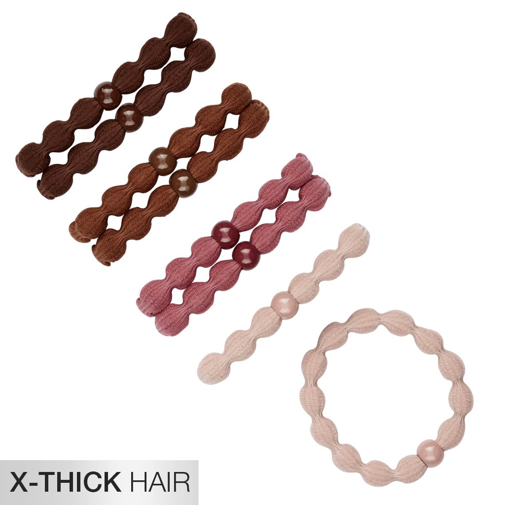 X-Thick Hair Neutral Textured Hair Ties with Beads 8pk - No Damage® image number 1.0