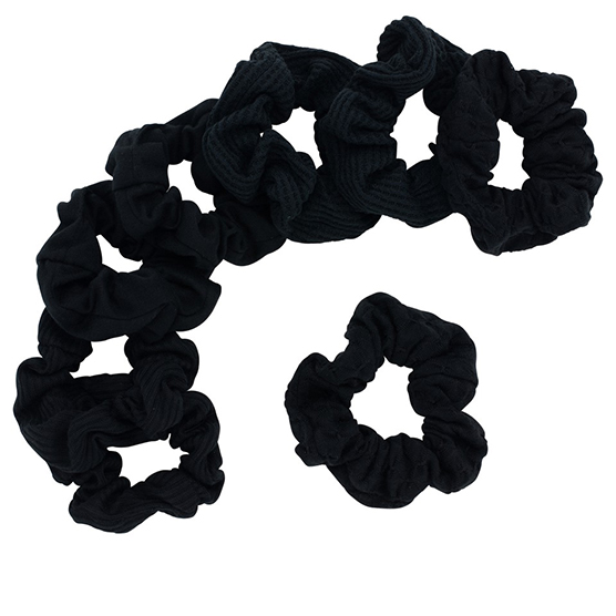 Mixed Texture Scrunchies Black 8pk