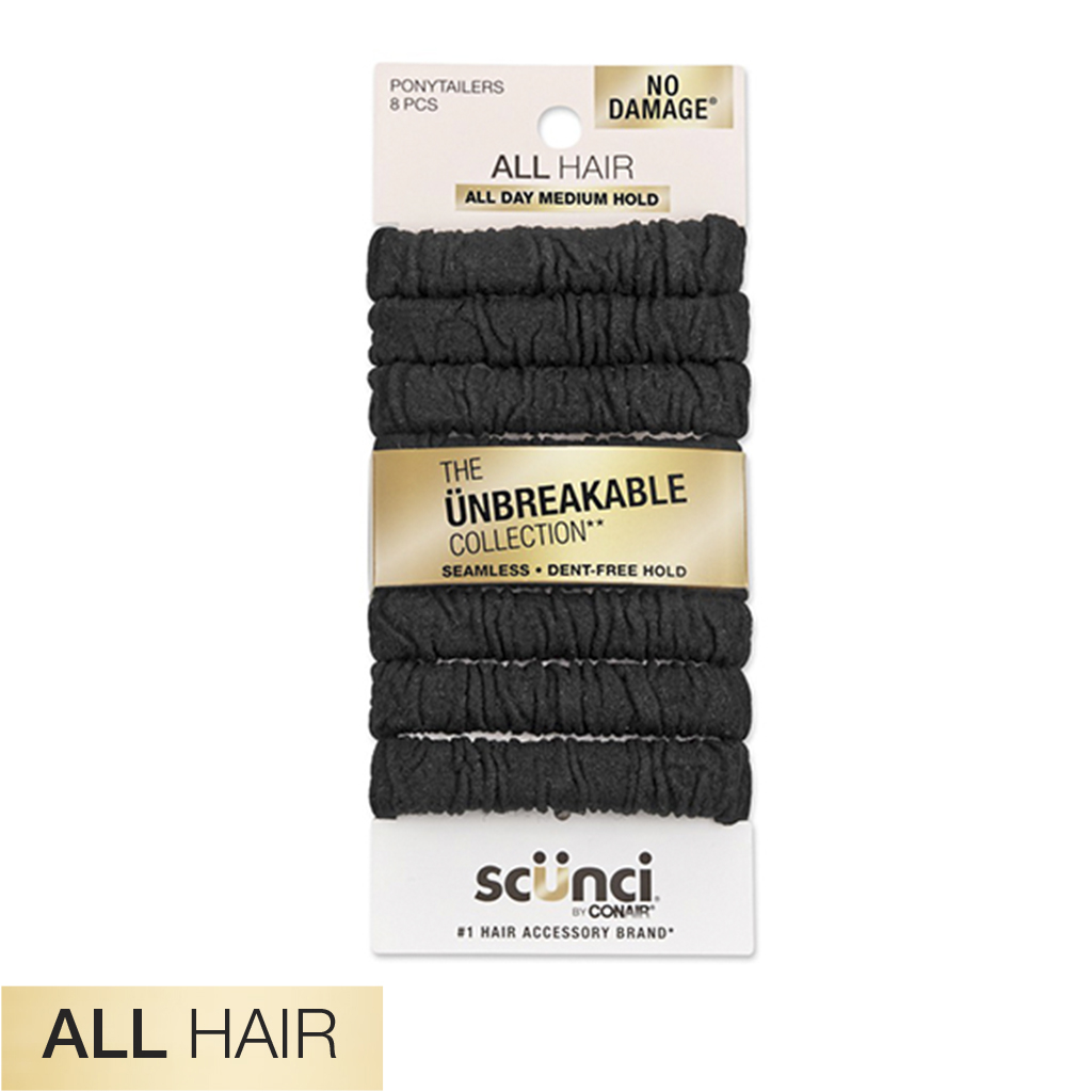 All Hair Unbreakable Black Comfy Hair Ties 8pk image number 2.0