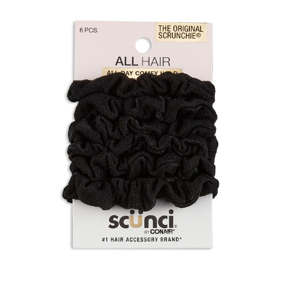 Mini Black Scrunchies 6pk image number 1.0