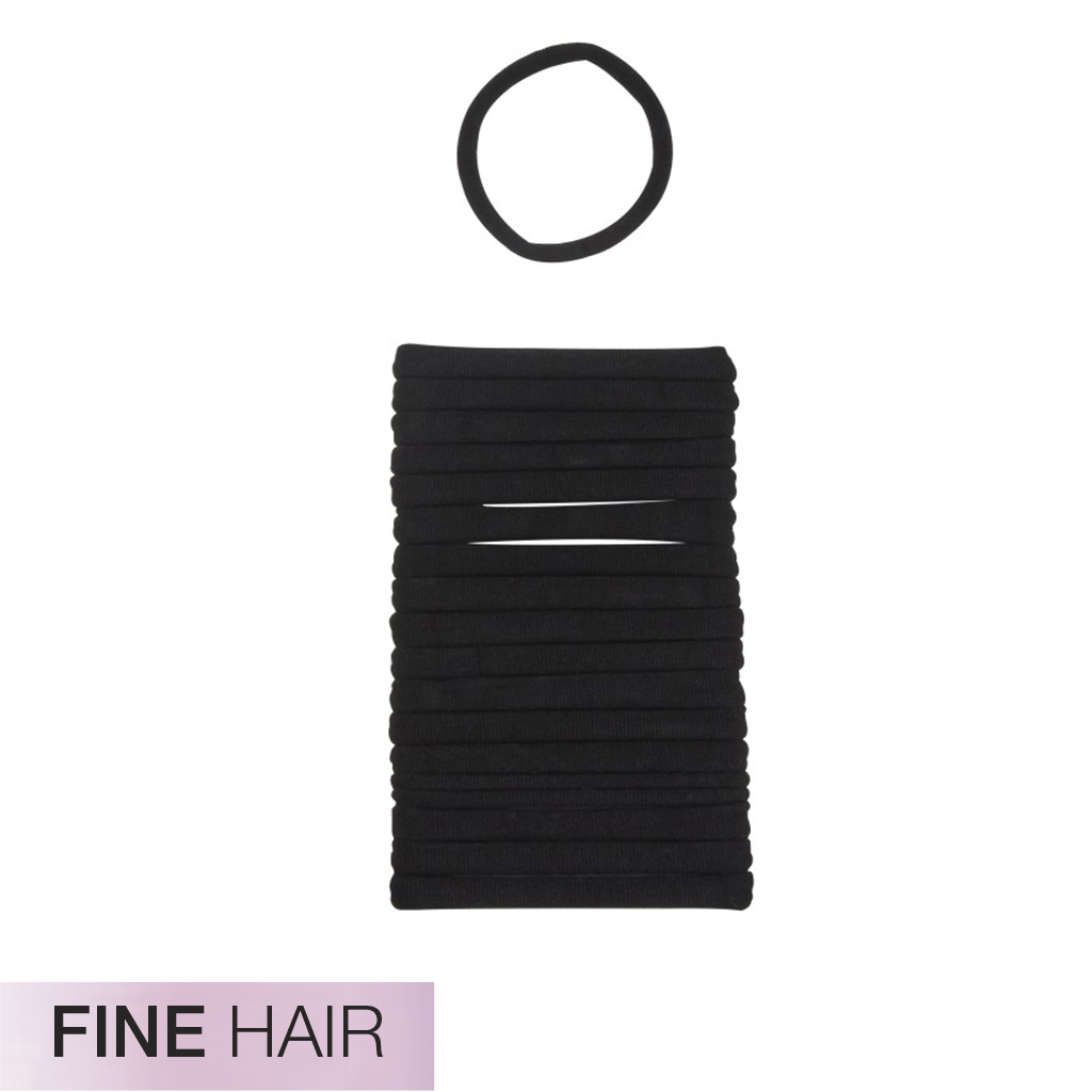 Fine Hair Black Hosiery Hair Ties 20pk - No Damage® image number 1.0