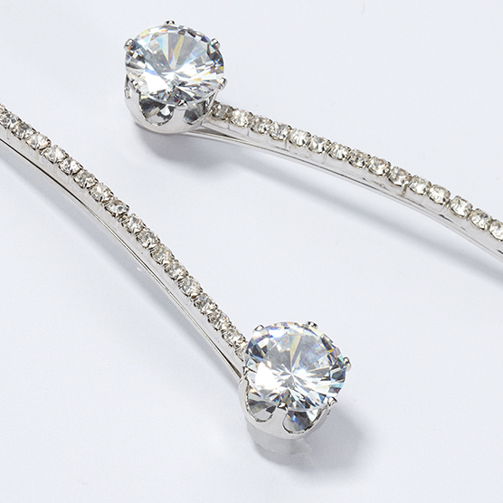 Real Style® Round Cubic Zirconia Bobby Pins image number 2.0