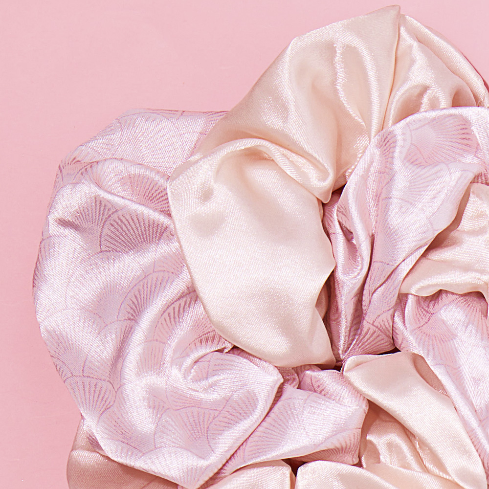 Glinda pink satin scrunchie